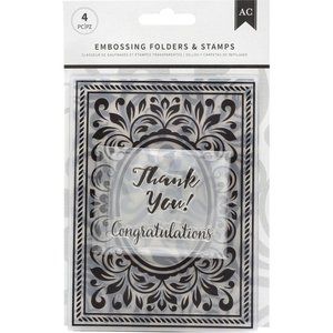 American Crafts Embossing Folders & Stamp Set Congratulations